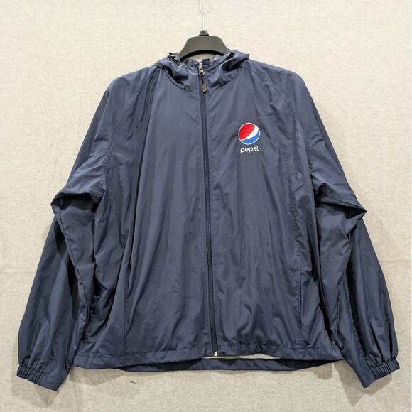 Pepsi Sport‎ Tek Windbreaker Employee Jacket Hoodie Mens XL Company Logo Blue - Picture 1 of 11